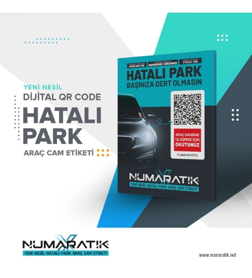 Yeni Nesil Numaratik Hatalı Park İkaz QR Kodlu Araç Cam Etiketi resmi